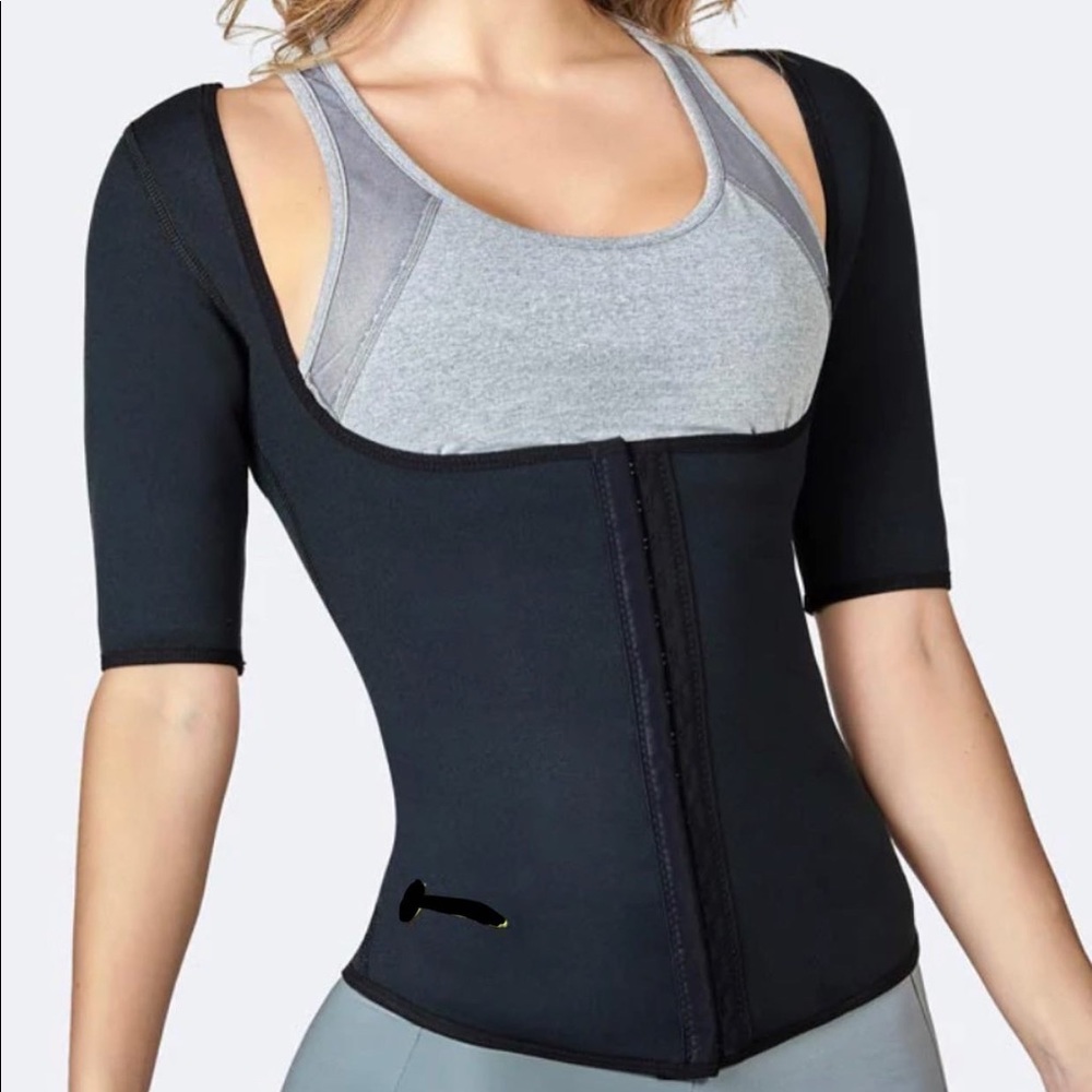 Women Body Shaper Sweat Suit Sleeve Slimming Workout Vest Waist Trainer Top
